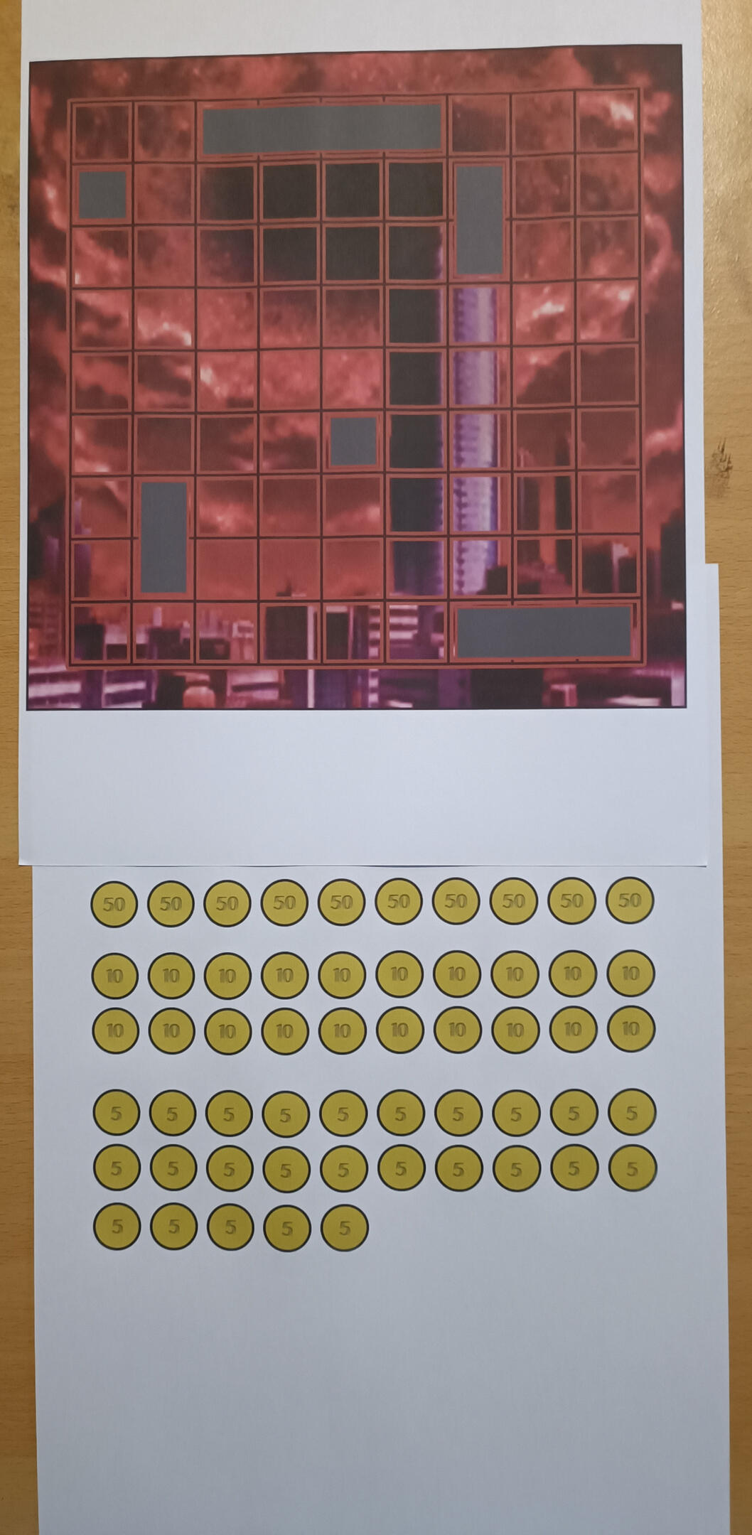 Planches du plateau et des jetons